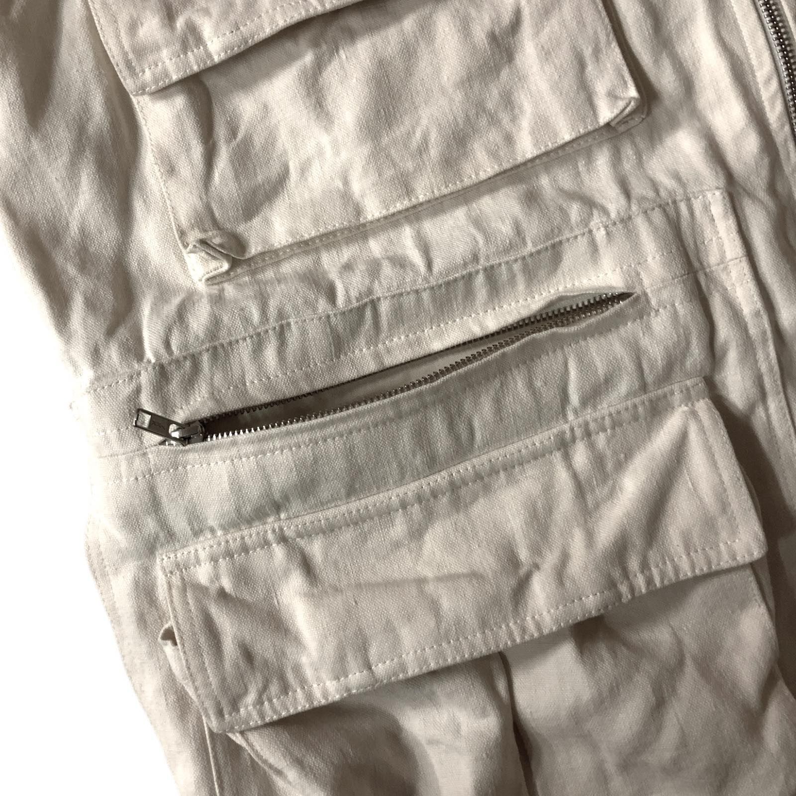 【中古品】22SS HED MAYNER ヘドメイナー DOUBLE LAYERED CARGO VEST ダブルレイヤードカーゴベスト  リネンキャンバス オーバーサイズ S アイボリー