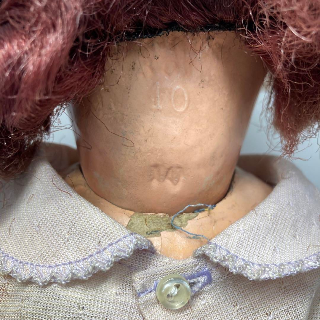 アンティーク　ビスクドール　オープンマウス　クローズアイ　「首裏にサイン」 アンティーク ビスクドール オープンマウス クローズアイ 「首裏