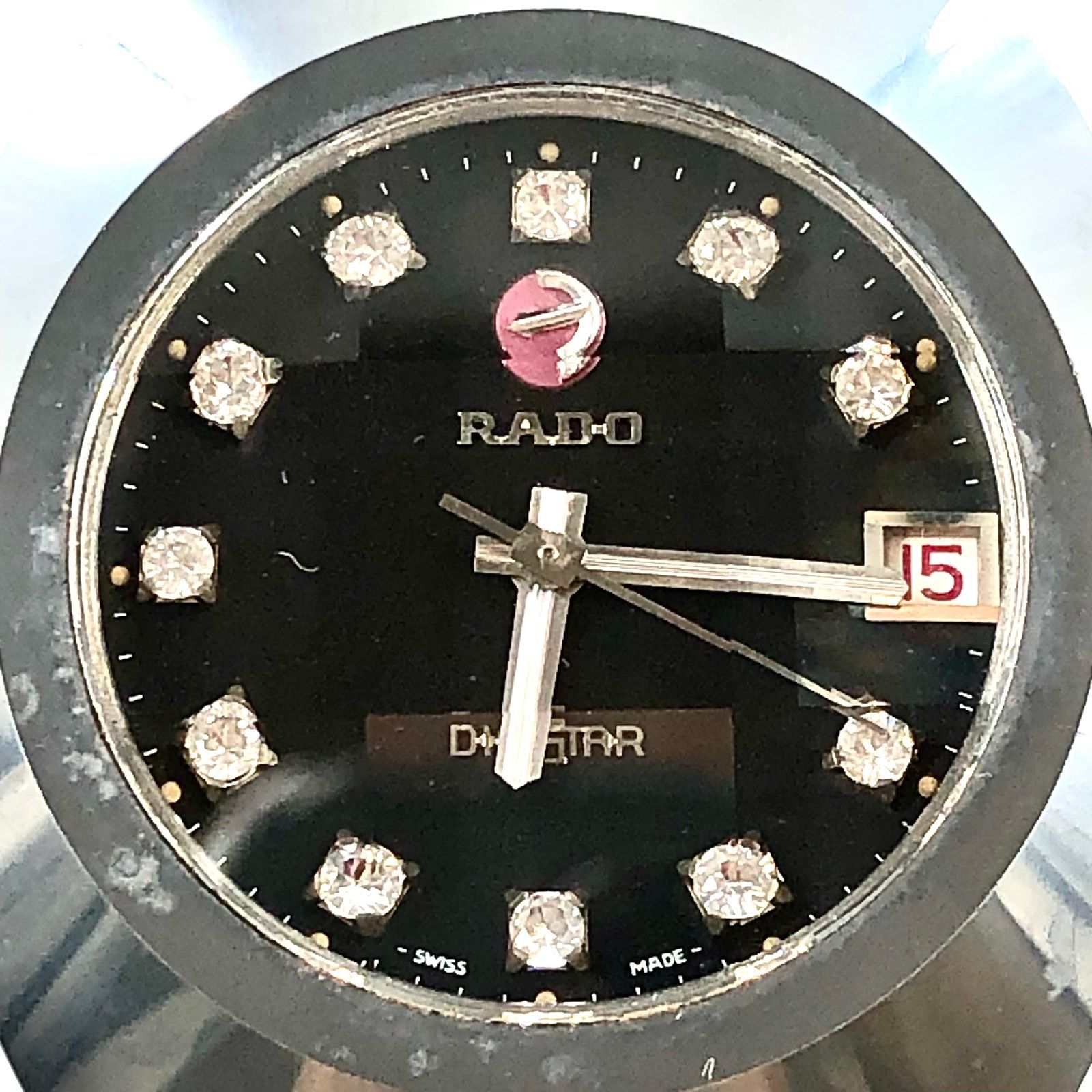 ★ ヴィンテージ希少品ラドー ダイヤスター　 手動自動巻き★ ラドーダイヤスター 自動巻き時計 ブラックメンズ