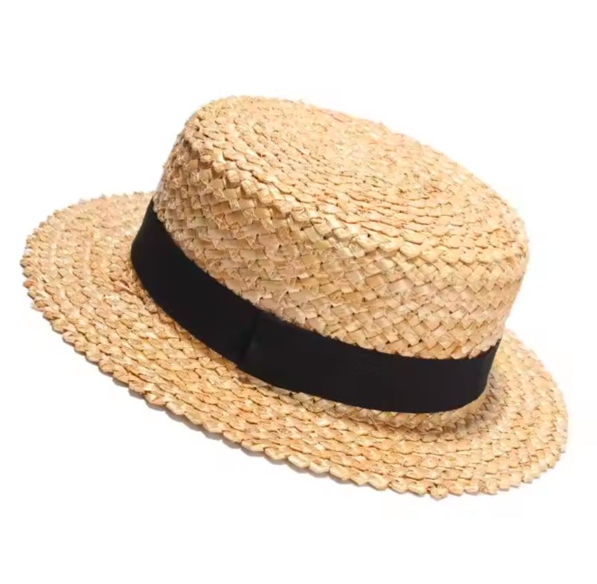 KIKONO ベージュ 麦わら帽子 黒リボン KIKONO ベージュ 麦わら帽子 黒