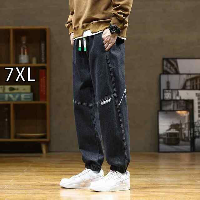 [7XL]メンズ ファッション 服 男性用 オシャレ シンプル 大人 かっこいい 大きいサイズ ストリート 紳士服 サマー ジーンズ 伸縮性 ストレッチ ストレッチ ウエスト パンツ ゆったり カジュアル