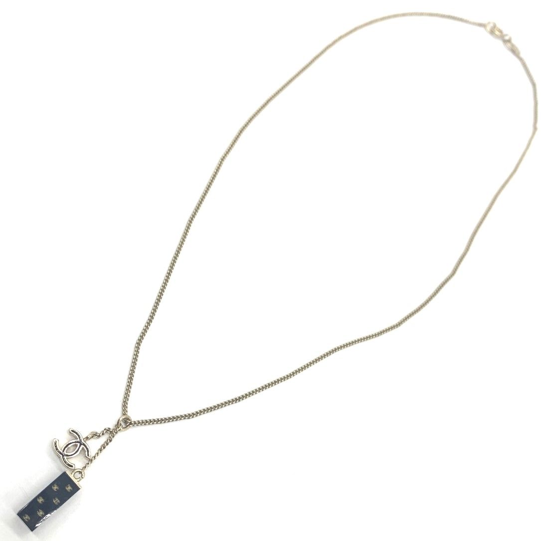 シャネル ネックレス エッフェル塔 ココマーク ゴールド 黒 CHANEL AB