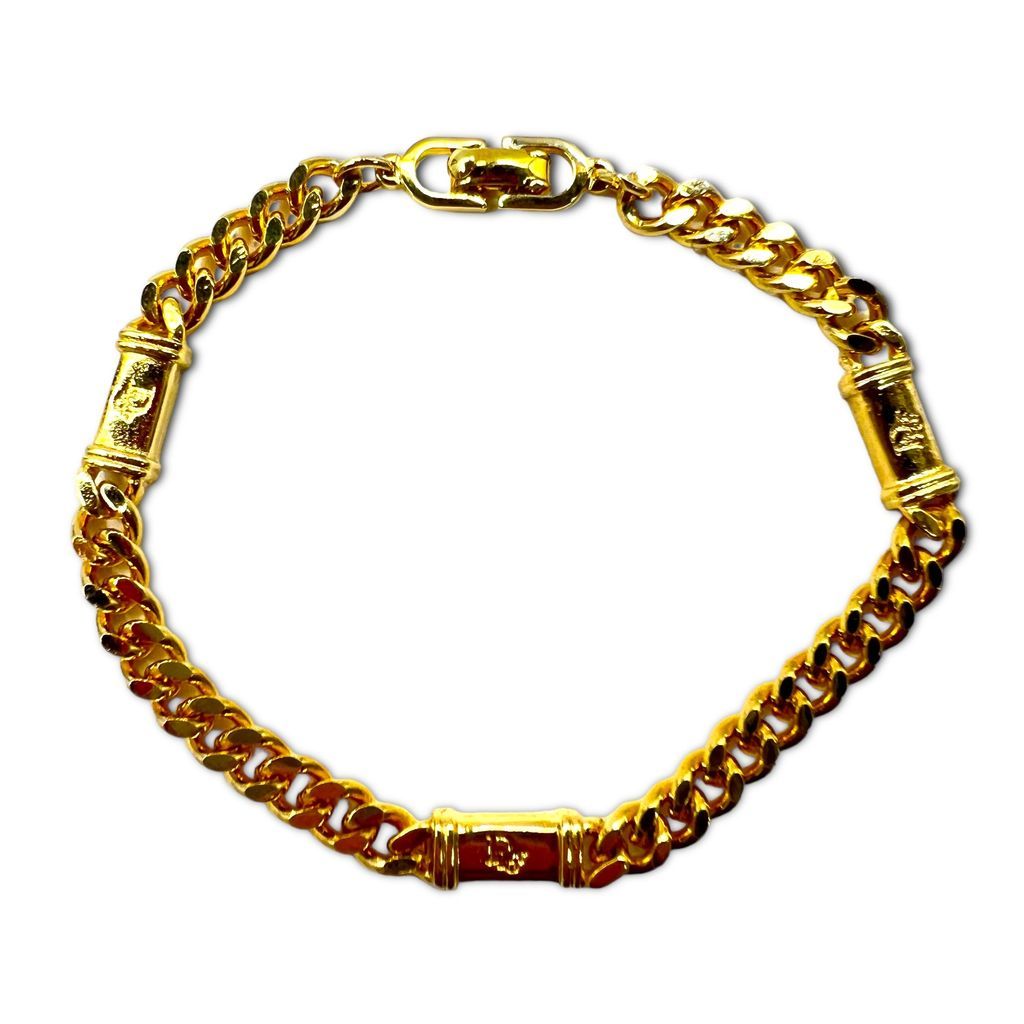 【良品】Christian Dior ロゴプレート　ブレスレット　喜平チェーン クリスチャンディオール ブレスレット 喜平チェーン ロゴ