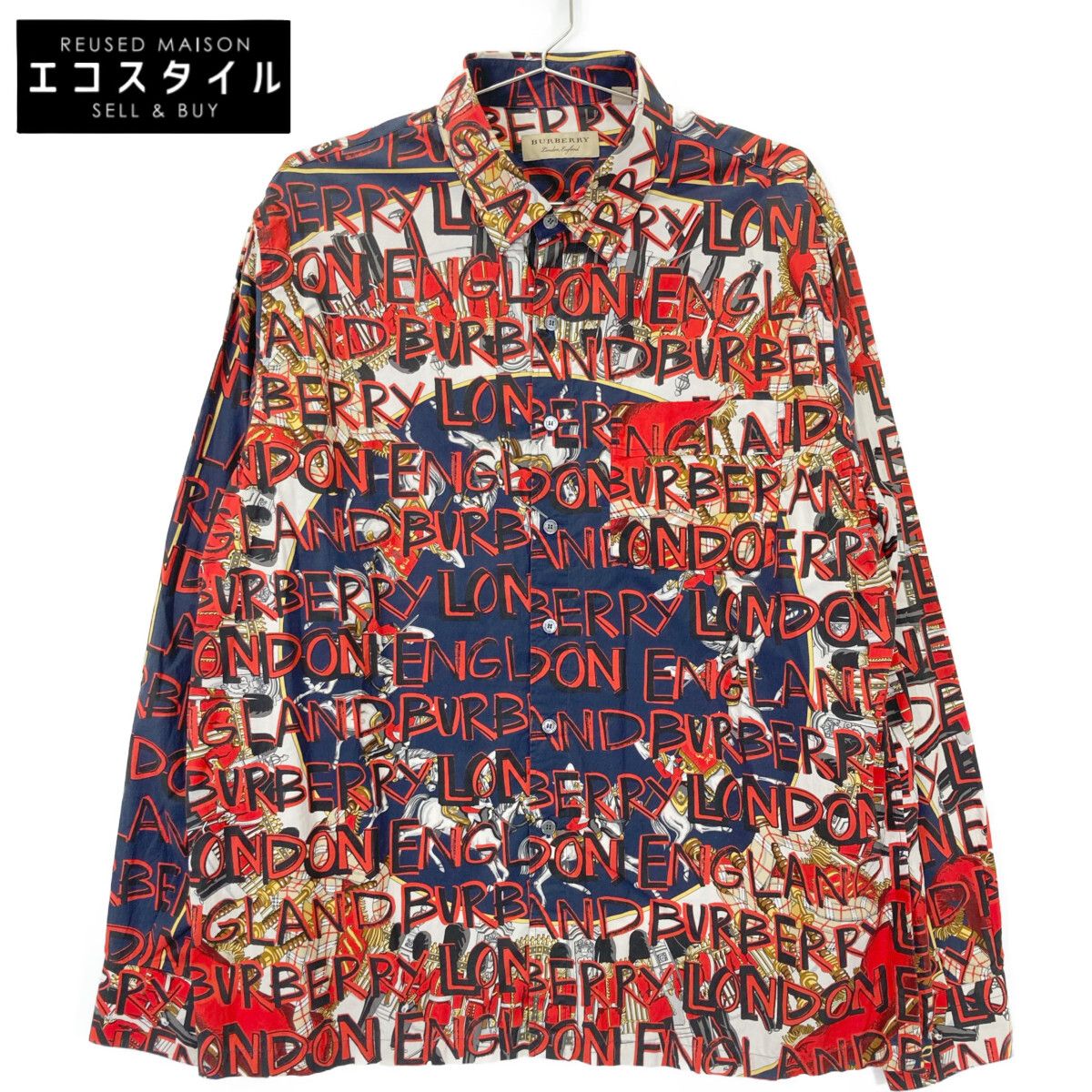BURBERRY バーバリー 8001137 ｸﾞﾗﾌｨﾃｨﾌﾟﾘﾝﾄ 総柄 ｺｯﾄﾝ ｼｬﾂ L - メルカリ