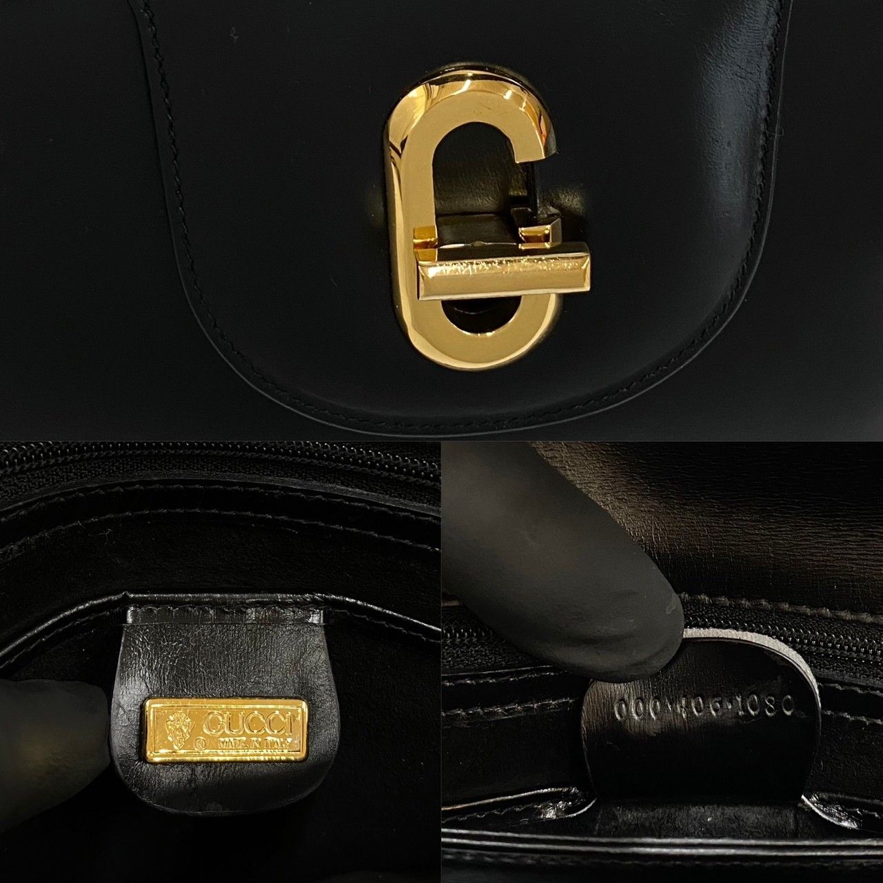 極 美品 GUCCI オールドグッチ グッチ ヴィンテージ G ロゴ ターンロック カーフレザー 本革 ハンドバッグ ミニ トートバッグ 黒  21935 - メルカリ