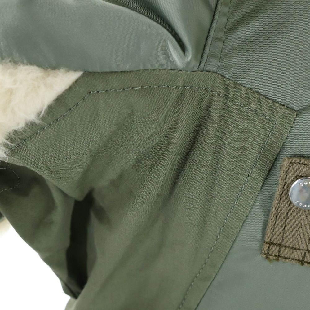 sacai アイボリー カーキ ボアニット　フリーサイズ sacai - sacai / サカイ | 2023AW | Faux Shearling Blouson