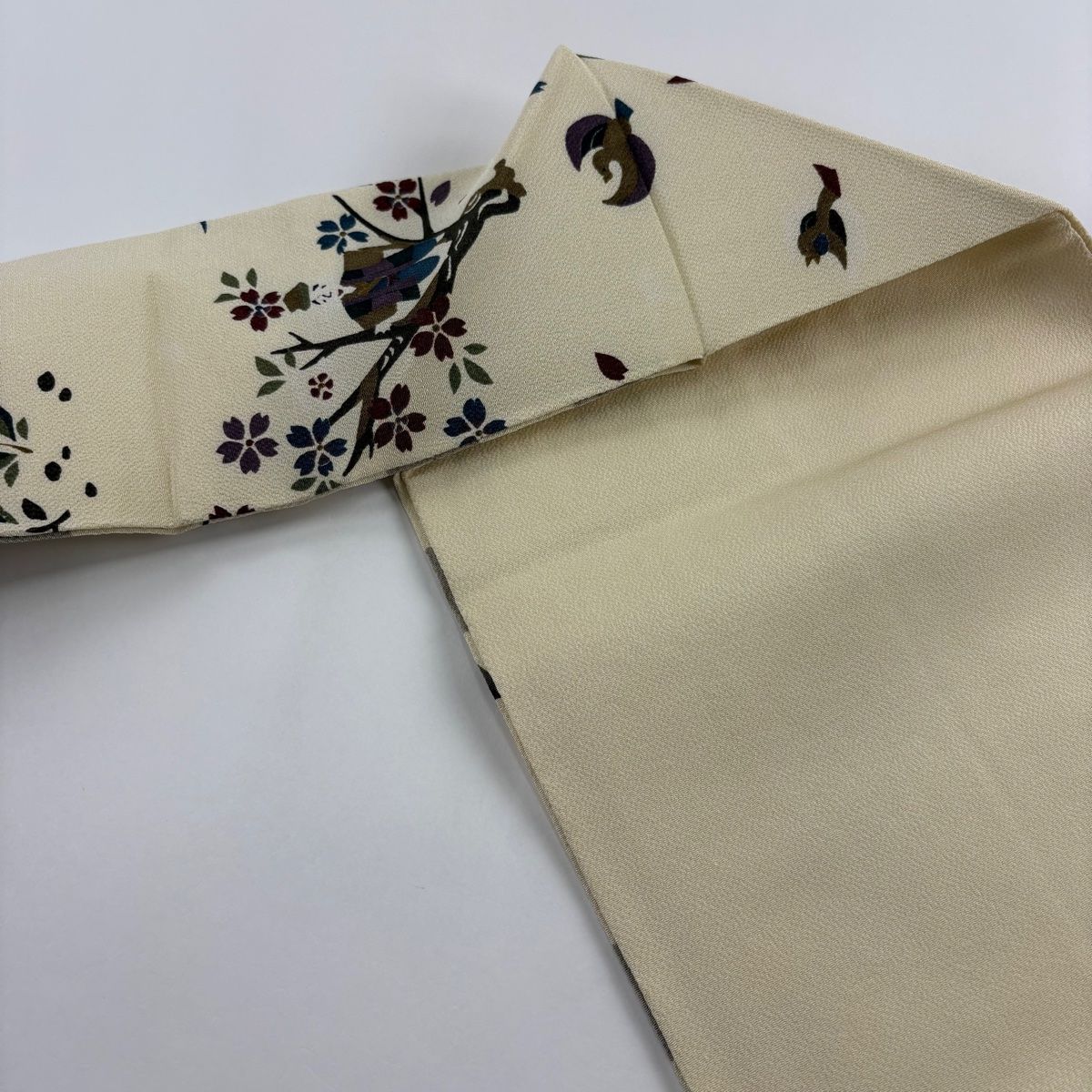 名古屋帯 美品 名品 花咲か爺さん 一寸法師 縮緬 薄黄 正絹