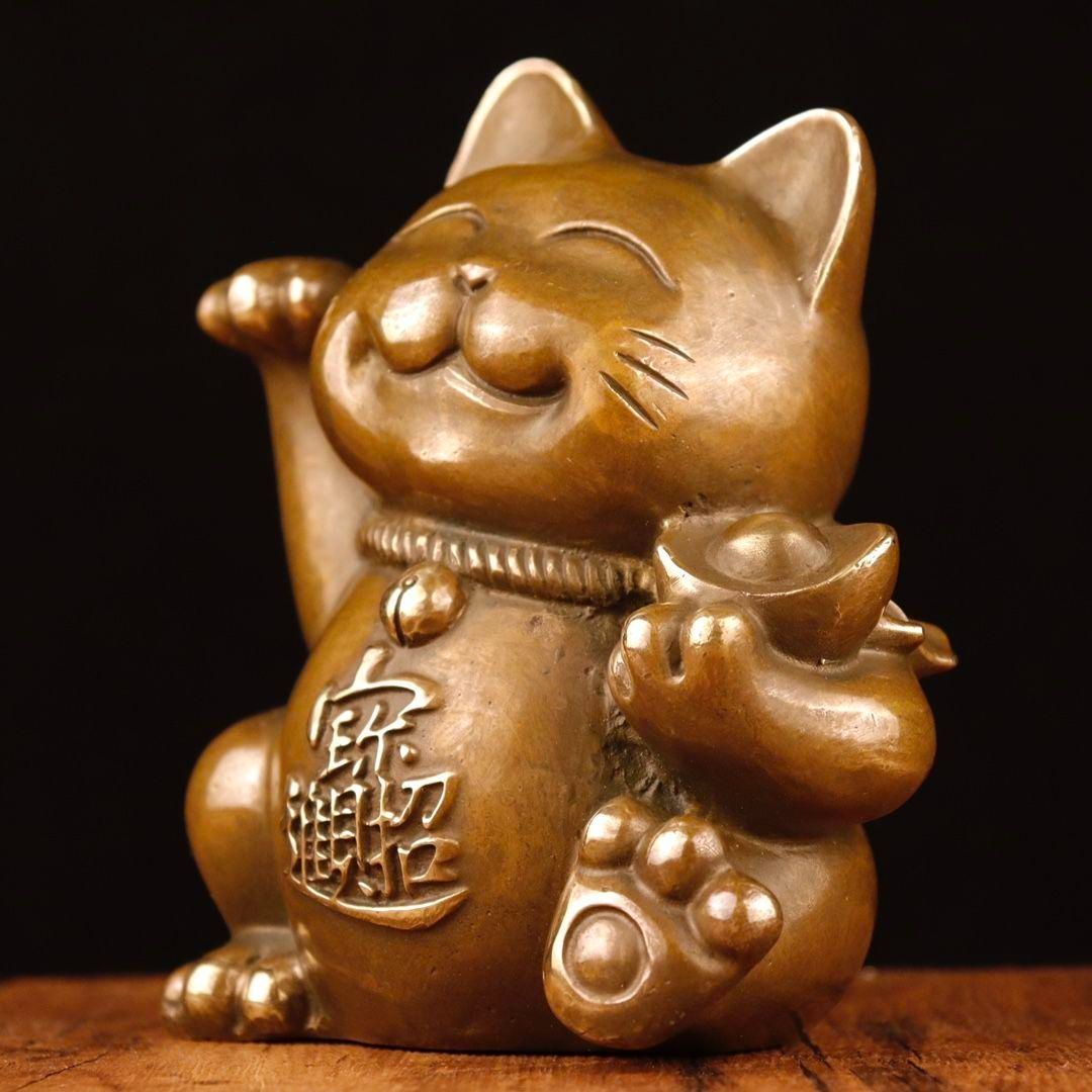 銅制 招財猫 招財進宝 茶台茶寵 自宅 オフィスカウンター 装飾品 工芸品 置物 銅制 招財猫 招財進宝 茶台茶寵 自宅 オフィスカウンター 装飾品