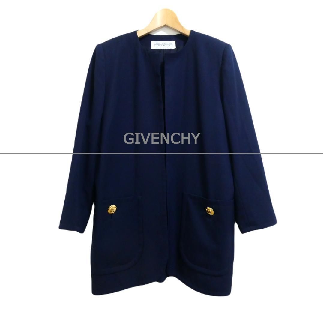 美品 GIVENCHY ジバンシィ サイズ8 ノーカラージャケット ミドル丈 金