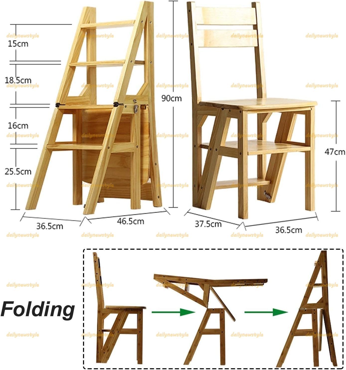 木製ステップ折りたたみはしごと椅子の
