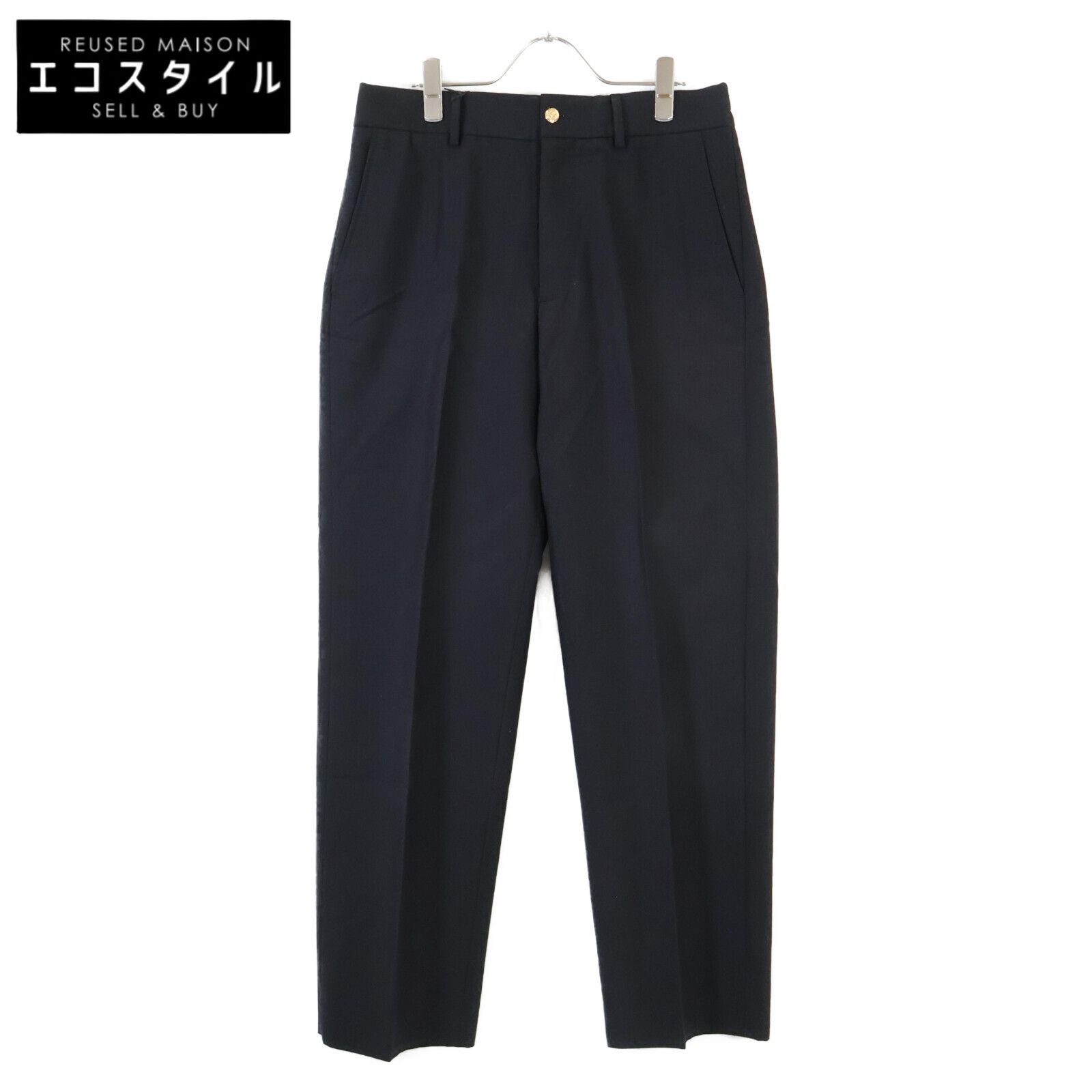 GUCCI グッチ ﾌﾞﾗｯｸ 654878 21AW ｳｰﾙｽﾗｯｸｽﾊﾟﾝﾂ 48