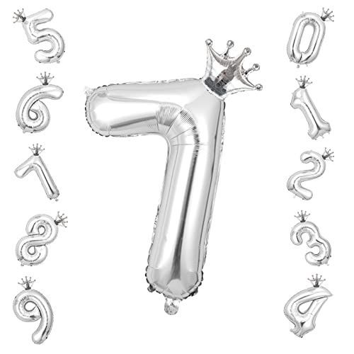数字7_シルバー1 Ryohan 誕生日 数字バルーン 32インチ 数字 王冠 セット 0-9 大きい 風船 バースデー パーティー デコレーション セット 飾り風船 パーティー お祝い 結婚式 記念日 お祝い 誕生日 飾り付け 子供 大人兼用 シルバー7