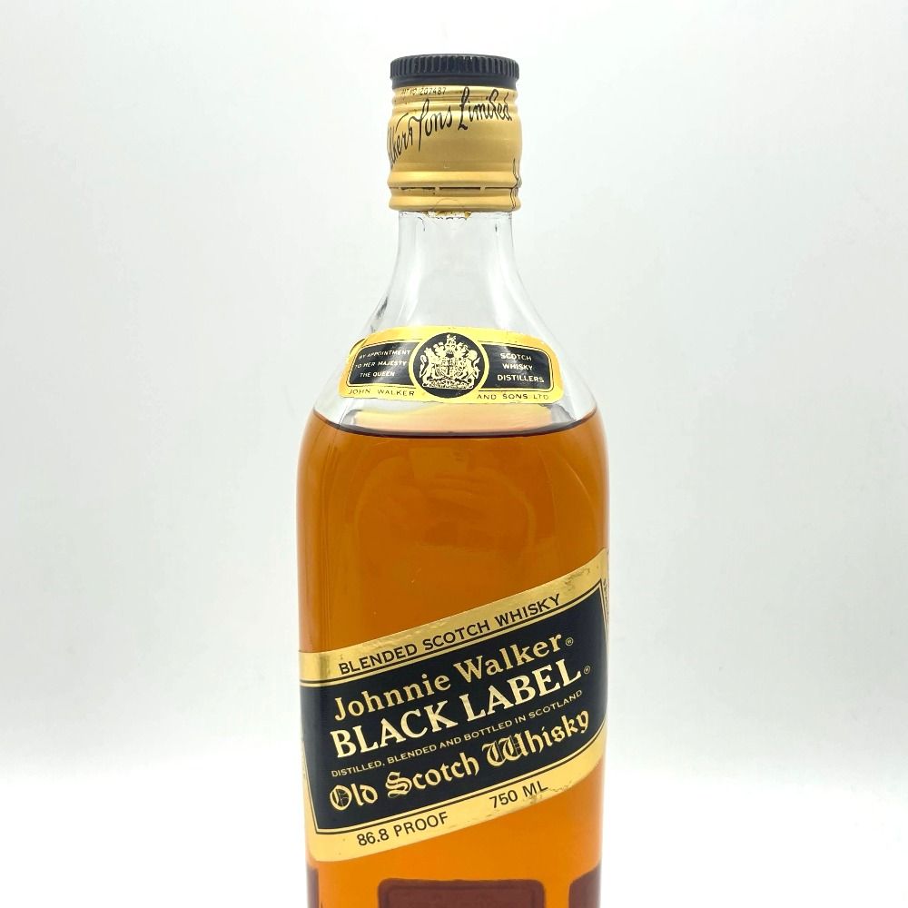 ジョニーウォーカー - Johnnie Walker (ジョニーウォーカー) ウイスキー ブラックラベル 12年 金キャップ 金淵ラベル 金ラベル 推定1980年代中期流通品 海外ラベル 750ml 43％ 洋酒 古酒 未開栓 ジョニーウォーカー ブラックラベル 12年 金キャップ 金淵ラベル