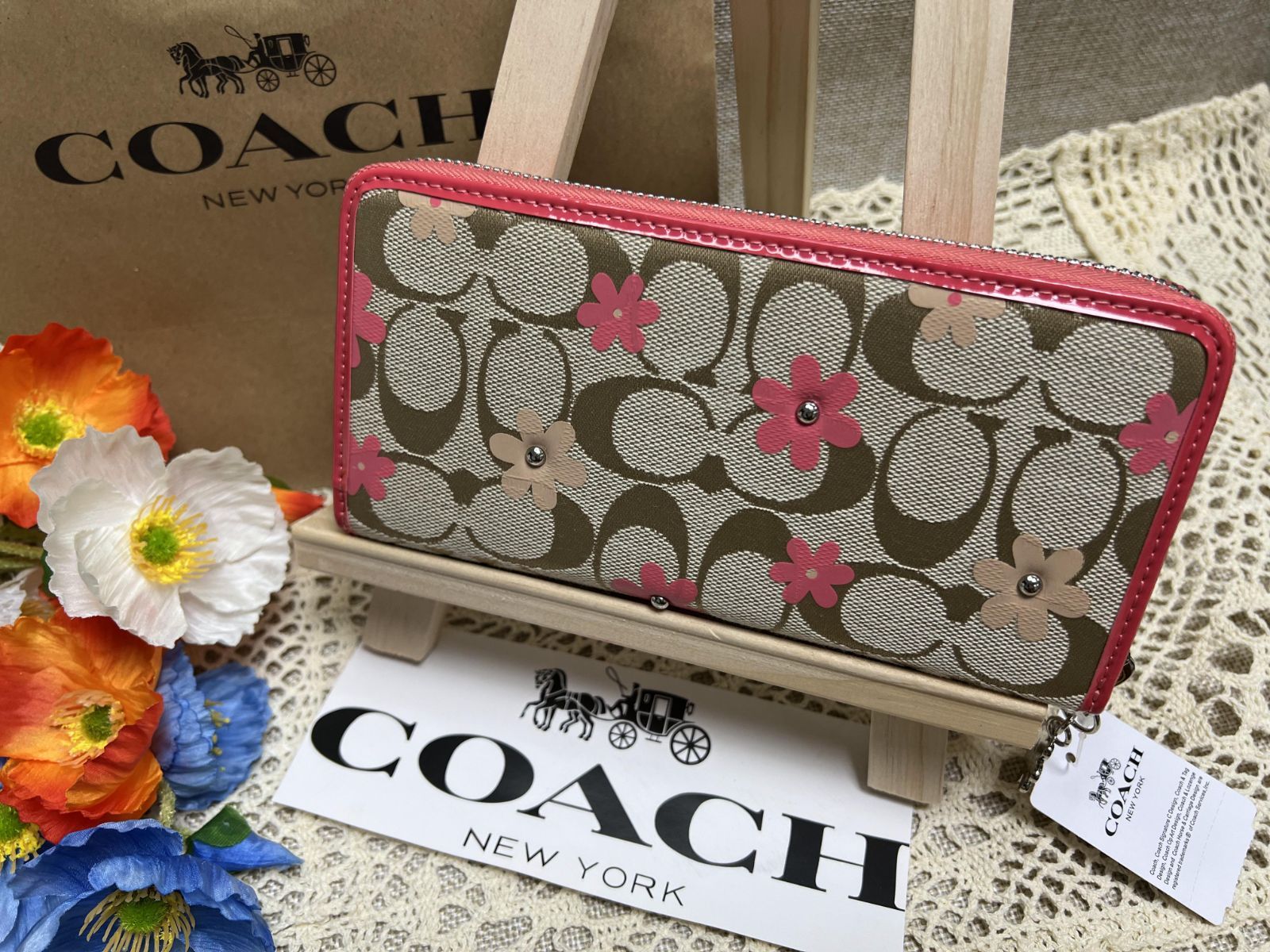 COACH 長財布 コーチ 財布 シグネチャー アコーディオンジップ