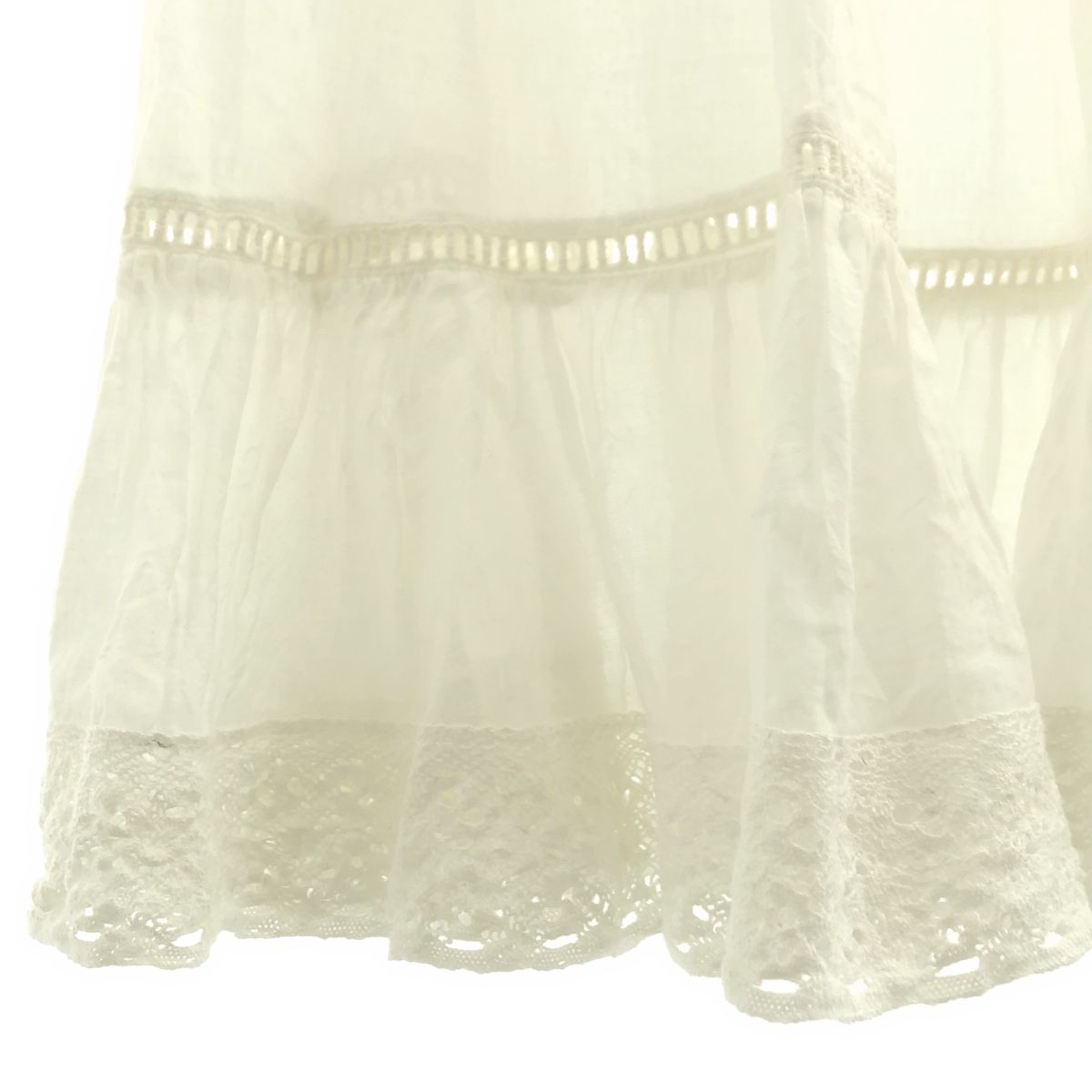 横丁の CASA FLINE カーサフライン オーガニックコットンレーススカート F ホワイト レディース あっさりとした