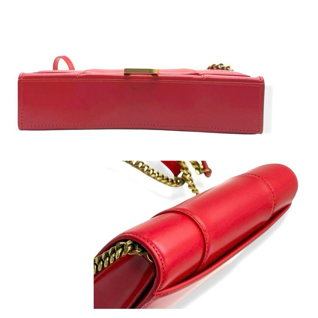 バレンシアガ チェーンショルダーバッグ アワーグラス レッド レザー