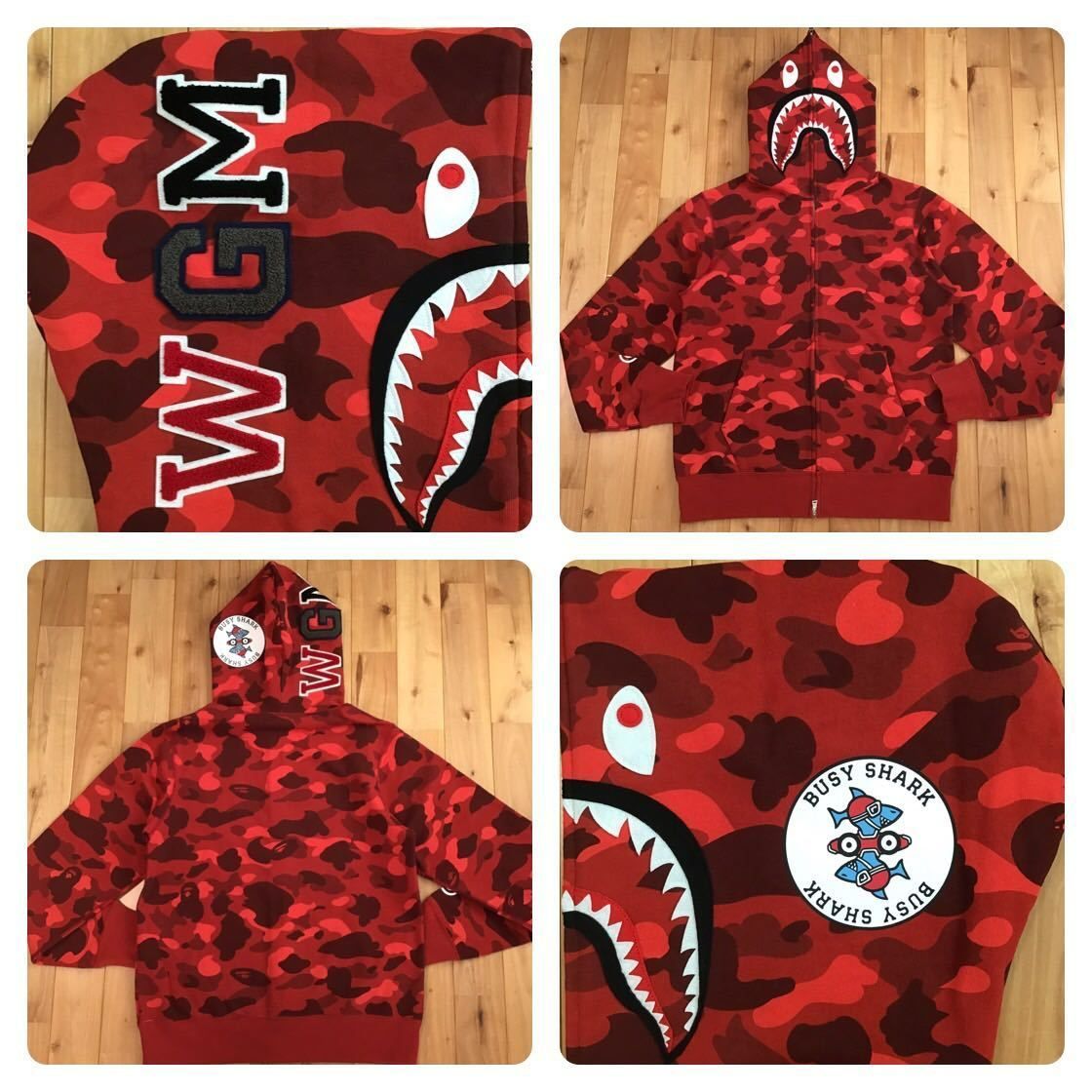 bape シャーク　パーカー　RED39ω゜