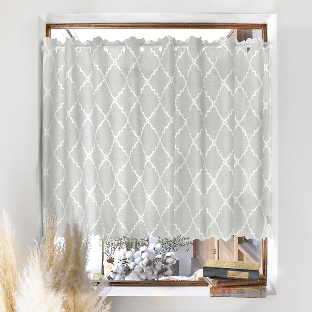 数量 スタイルデコール STYLE Decor カフェカーテン ラミネート 小窓用 おしゃれ 目隠し 70 cm丈 × 幅100 cm お風呂 グレー シンプル スタイリッシュ