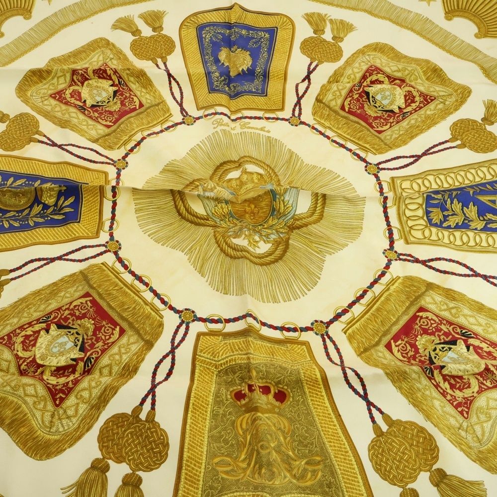 HERMES (エルメス) カレ90 シルク サーベル飾り袋 イエロー マルチ  