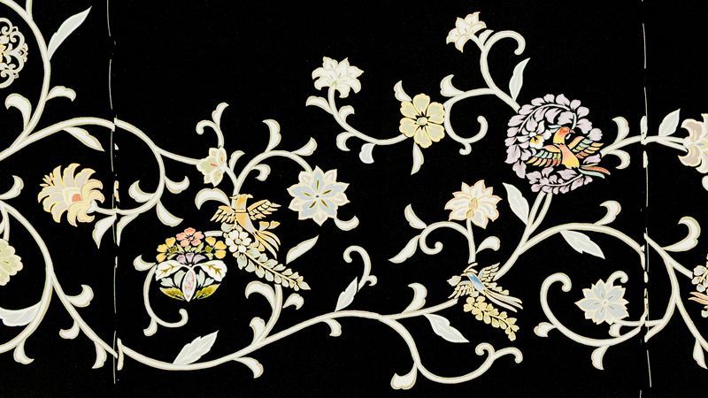 平和屋着物○豪華黒留袖 友禅 作家物 花鳥文 正絹 逸品 未使用