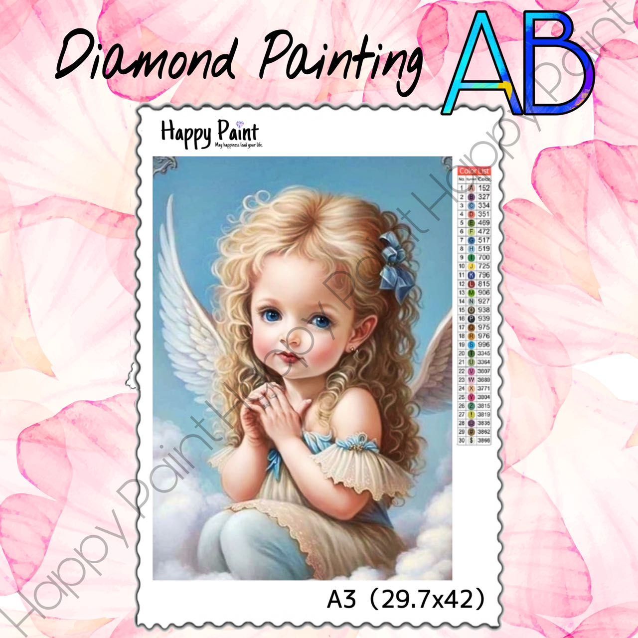 【オーロラビーズ入り】ダイヤモンドアート A3 天使 可愛い／1640AB