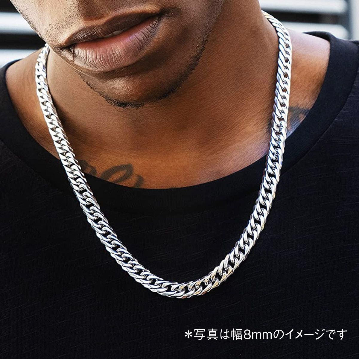 喜平 チェーン ネックレス メンズ ステンレス シルバー 幅12mm 6面カット