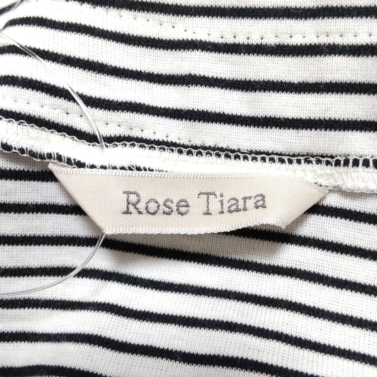 Rose Tiara - Rose Tiara(ローズティアラ) カーディガン サイズ46 XL レディース - 白×黒 七分袖/ボーダー/フリル Rose Tiara(ローズティアラ) カーディガン サイズ46 XL