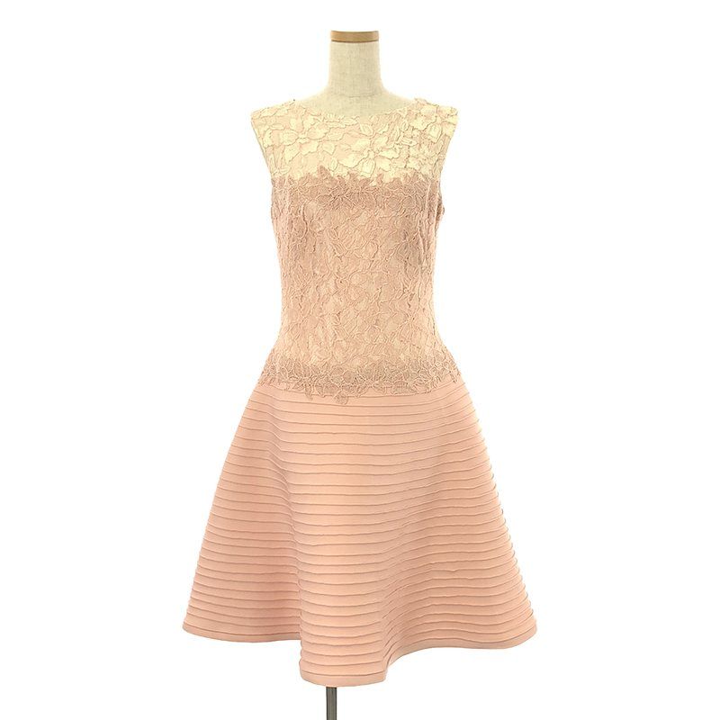 TADASHI SHOJI 刺繍レースノースリーブ膝丈Aラインワンピース TADASHI SHOJI 刺繍レースノースリーブ膝丈Aラインワンピース