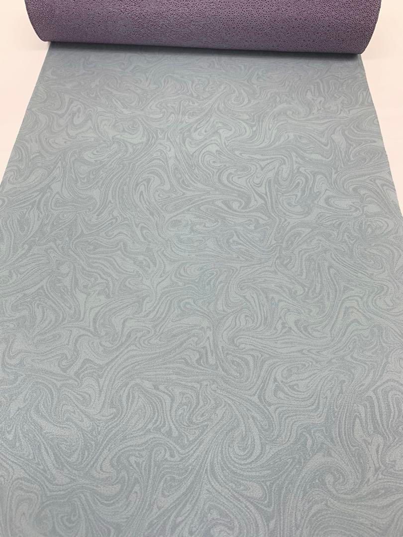 小紋　正絹　単衣　蜀江文様　鮫小紋　点描　暈し双鳳文　泥染調　双鳳大島　美品 小紋 両面染 伊勢型江戸小紋 墨流し×裂取 共八掛 正絹 反物 両面