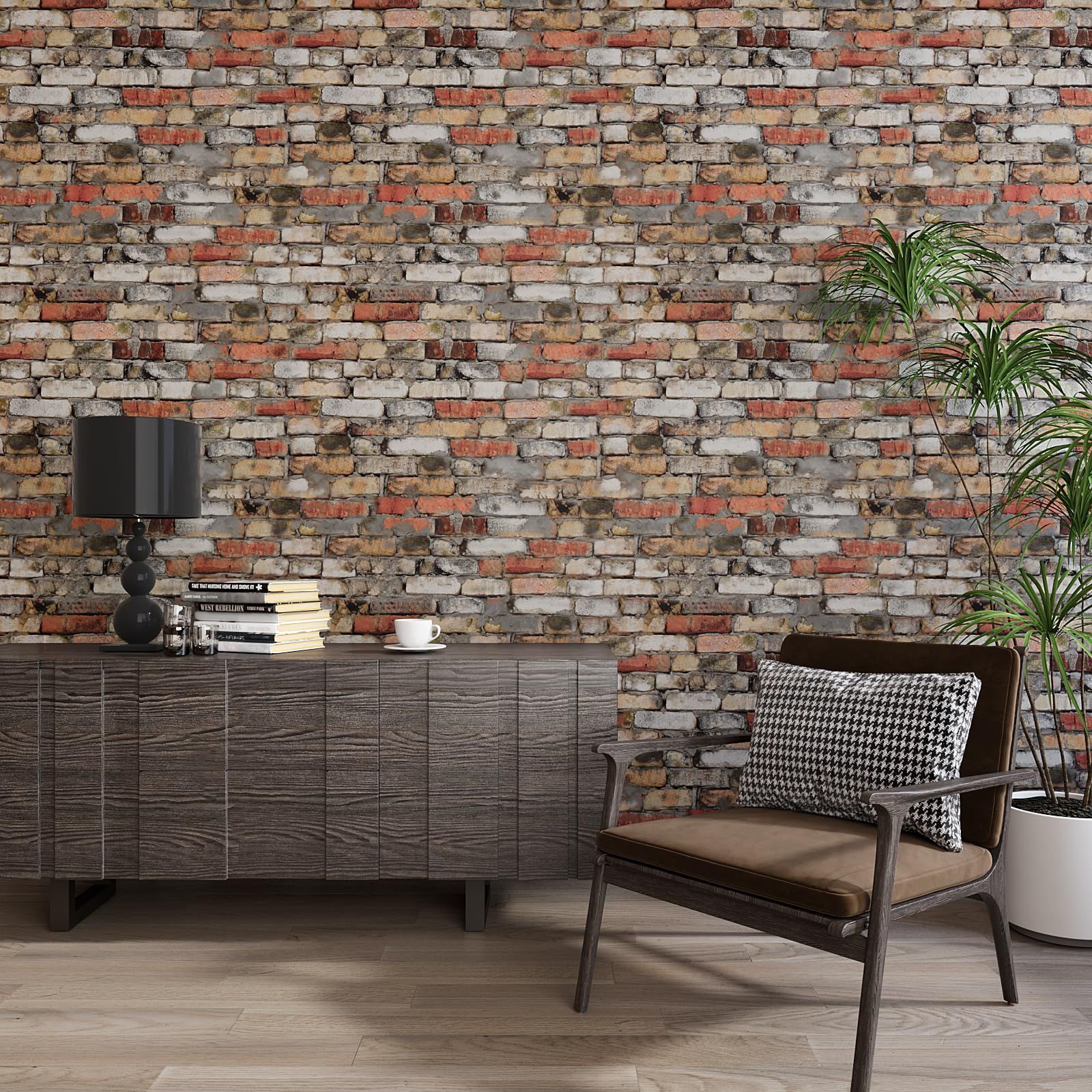 新 未使用 10枚3D壁紙70*70cmレンガ木目剥がせる壁紙シール防音シー