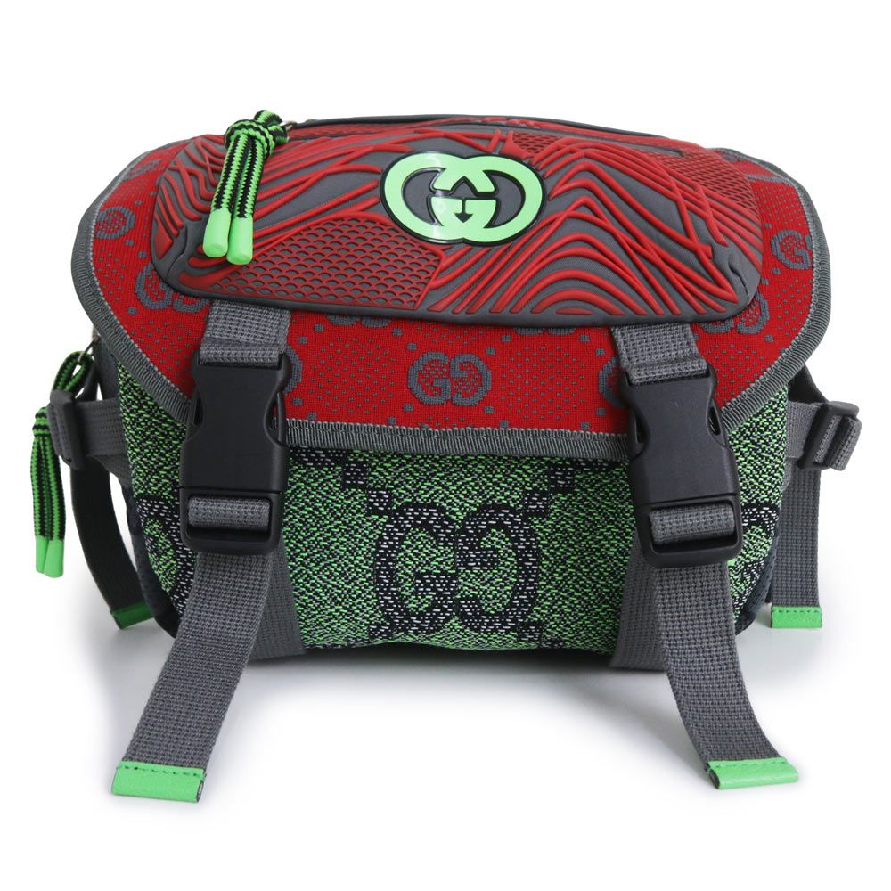 （新品・未使用品）グッチ GUCCI スモール バックパック ベルトバッグ 2Way リュック デイパック GGナイロン ラバー コットン レッド グリーン グレー シルバー金具 752100 グッチ スモール バックパック ベルトバッグ 2Way リュック デイパック