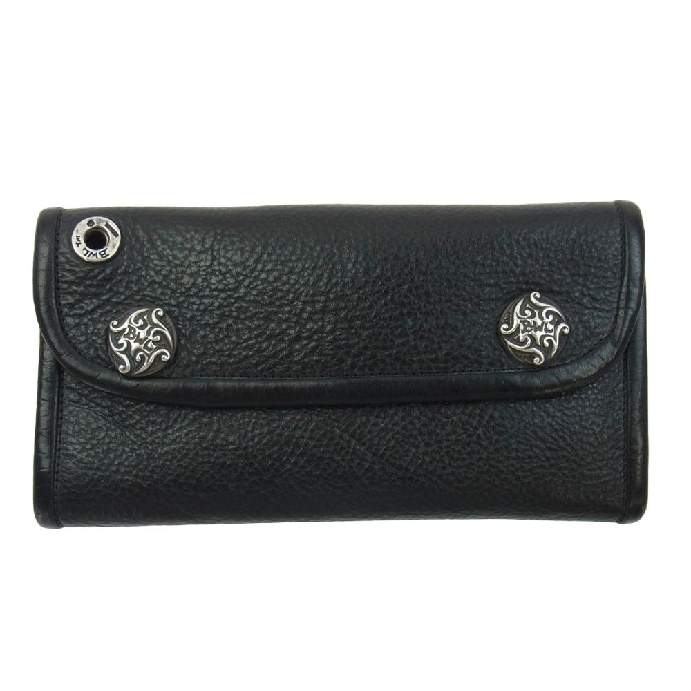 BILL WALL LEATHER ビルウォールレザー トライバルコンチョボタン ラージカレンシー レザー ウォレット 長財布 ブラック系