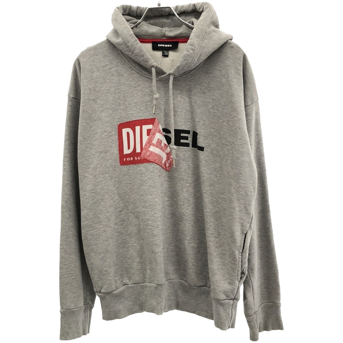 DIESEL ディーゼル ラベルロゴスウェットプルオーバーパーカー グレー 