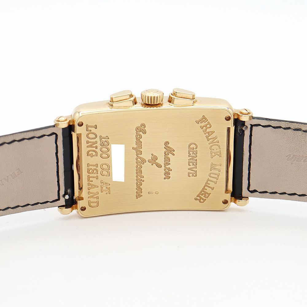 RANCK MULLER フランクミュラー ロングアイランド クロノグラフ 1200CCAT デイト スモールセコンド 白 ホワイト ギョーシェ  K18YG イエローゴールド 純正ベルト 純正尾錠 メンズ 自動巻き【6ヶ月保証】【中古】【腕時計】 フランクミュラー FRANCK MULLER  ヴァンガード ...