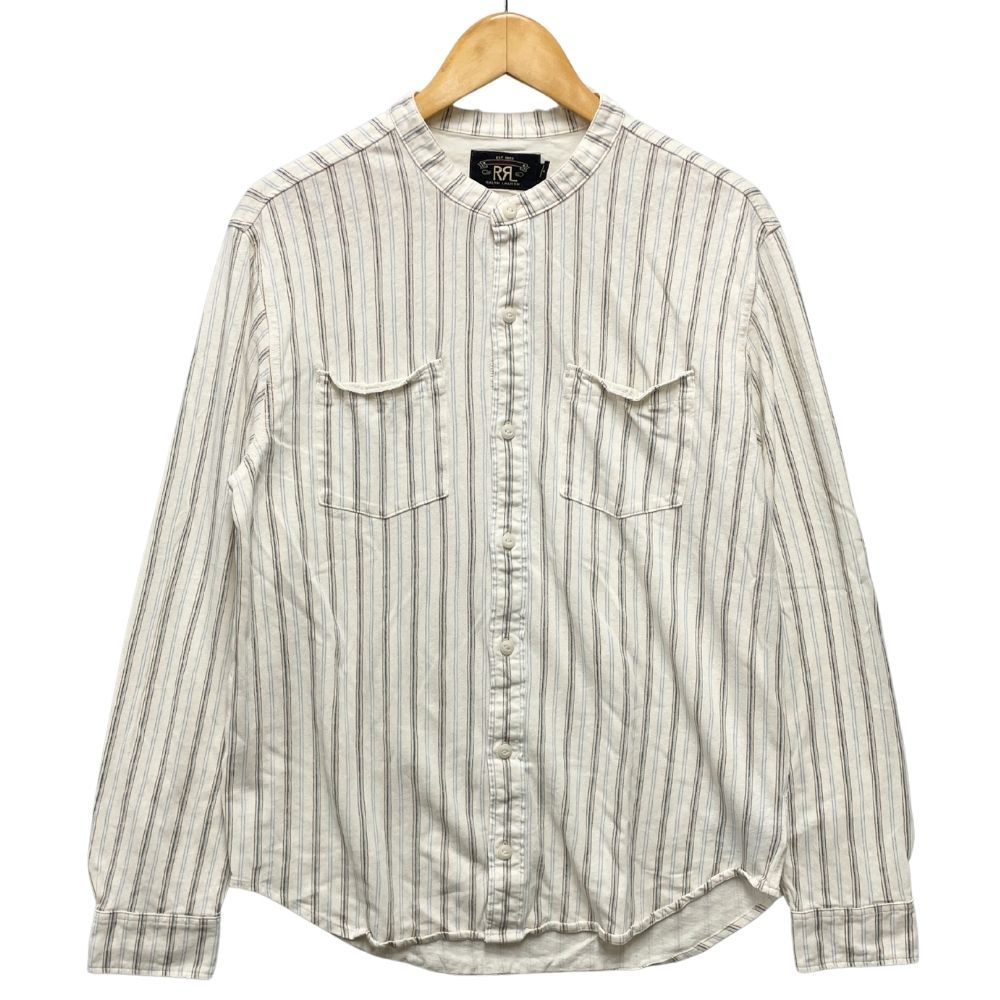 ヴィンテージ風【RRL】ストライプ コットンジャージー シャツ ストライプド リネンコットン ジャージー シャツ（シャツ
