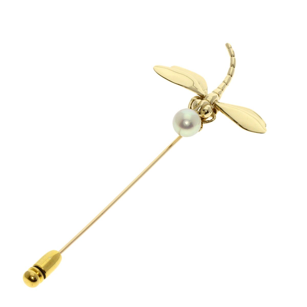 MIKIMOTO ミキモト パール 真珠 トンボモチーフ ブローチ K14YG レディース