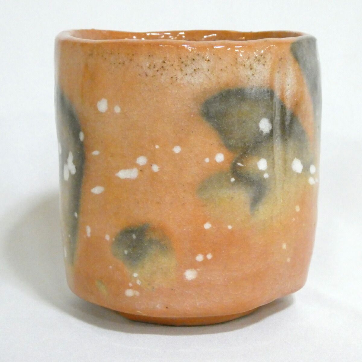 七月の特売品】佐々木昭楽作 雪片 本阿弥光悦写 赤筒茶碗【中古 美品