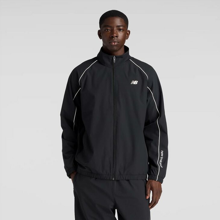 ニューバランス 上下セット メンズ Newbalance ウーブン ジャケット ロングパンツ 裏トリコット起毛 セットアップ スポーツウェア 裏起毛 トラックスーツ あたたかい アウター 長ズボン 上下組 AMJ53171-AMP53173-BK