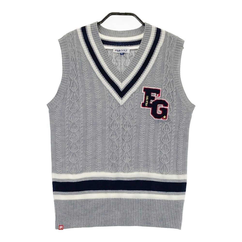 FILA ゴルフケーブル編みベスト グレーレディースMサイズ サイズ：M FILA GOLF フィラゴルフ ニットベスト グレー系