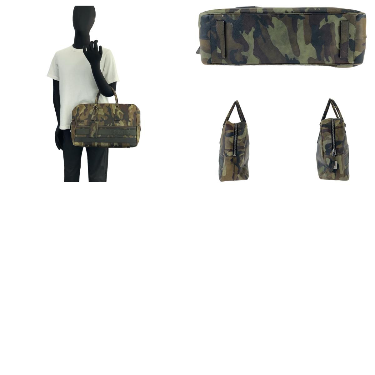 PRADA プラダ サフィアーノ カモフラ 迷彩 グリーン シルバー金具