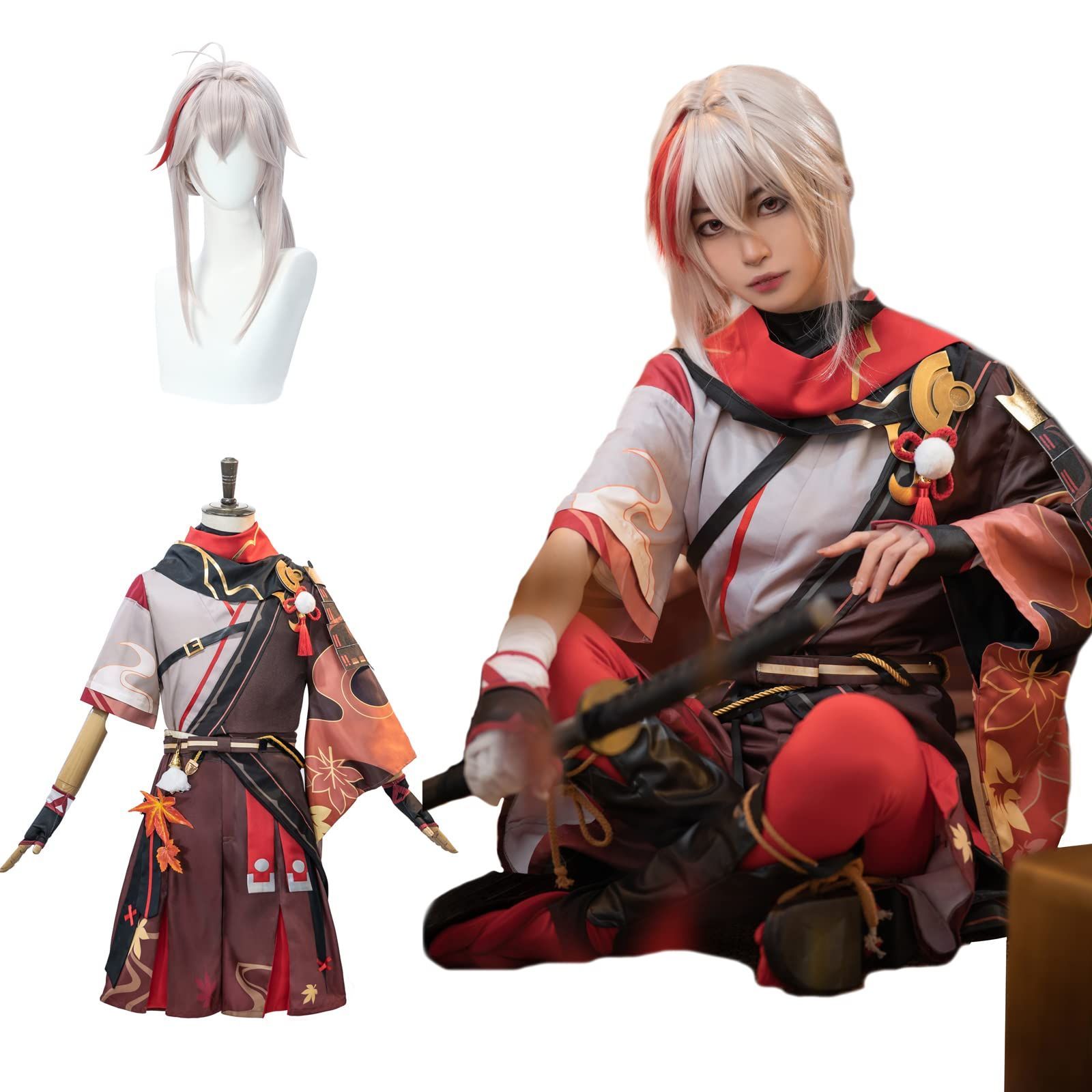 楓原万葉 コスプレ衣装 原神 ウィッグ付き 仮装 イベント [神併