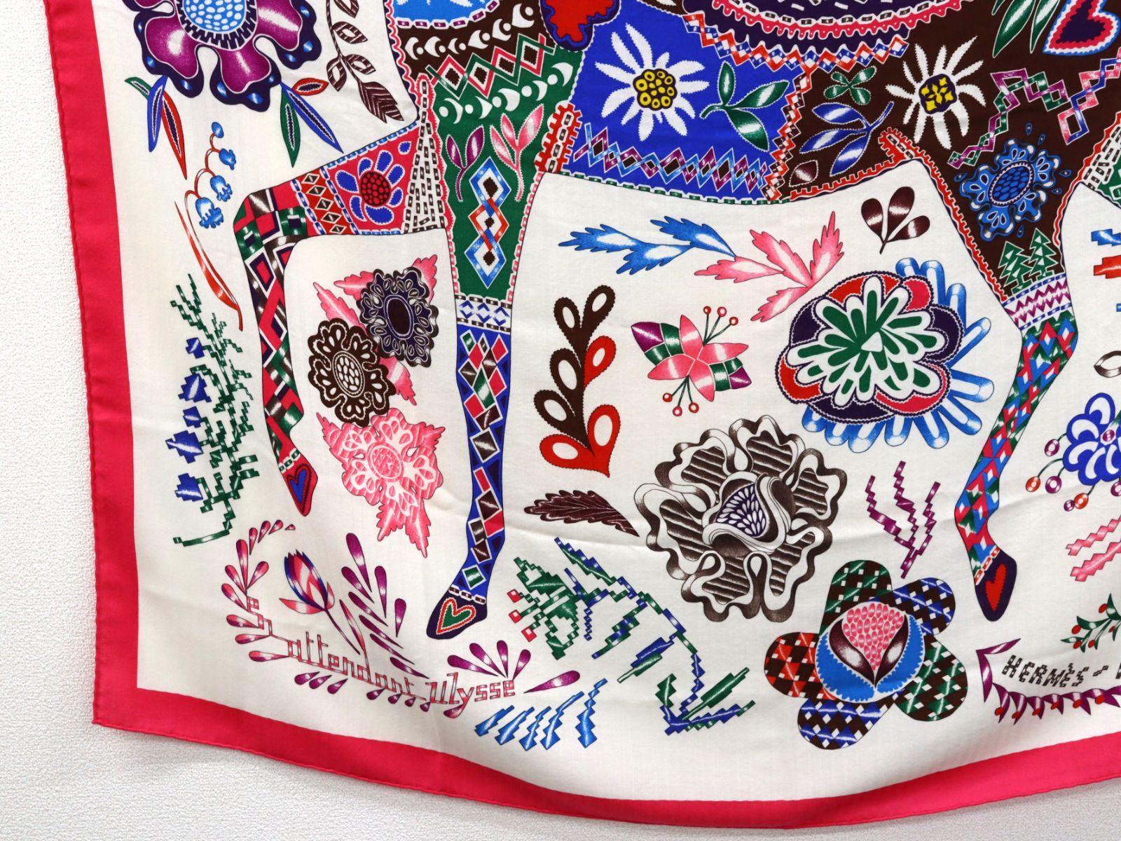 Hermes　カレジェアン 140 カシミヤ シルク ストール ECHEC AU ROI アン チェックメイト 212423 HERMES (エルメス) カレジェアン140 朝のバンダナ スカーフ ブラック