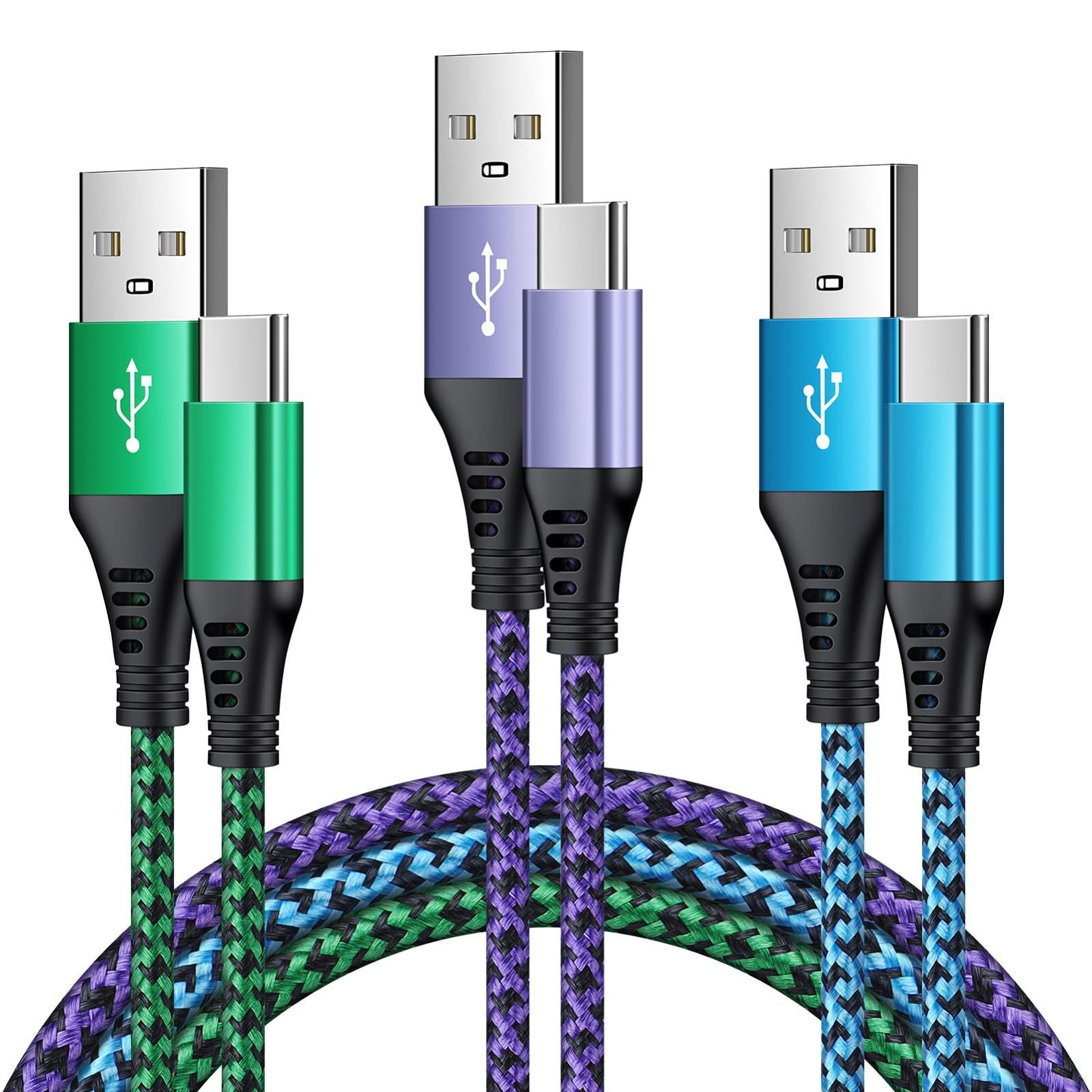 商品 Galaxy usbデータ転送ケーブル Xperia コード c usb Huawei 高耐久ナイロン 急速充電コード スマホ usbケーブル Oppo cタイプ 充電ケーブル アンドロイド Android 3本セット|1.8M ケーブル C 多機