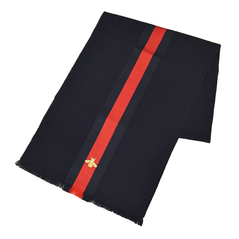 GUCCI グッチ マフラー/ストール ビー/ハチ刺繍 カシミヤシルク混  