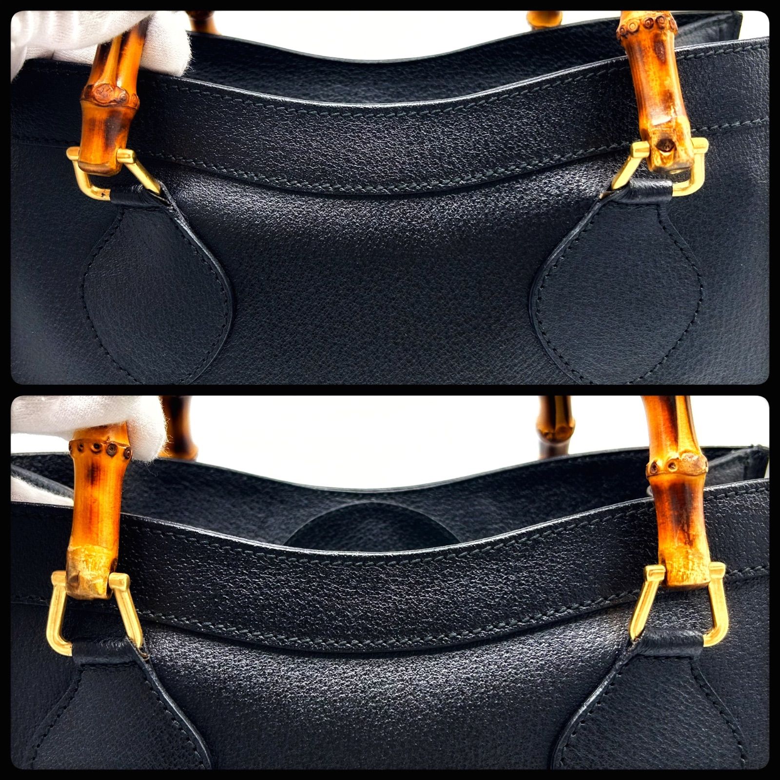 美品 GUCCI グッチ ハンドバッグ バック ダイアナ バンブー レザー 