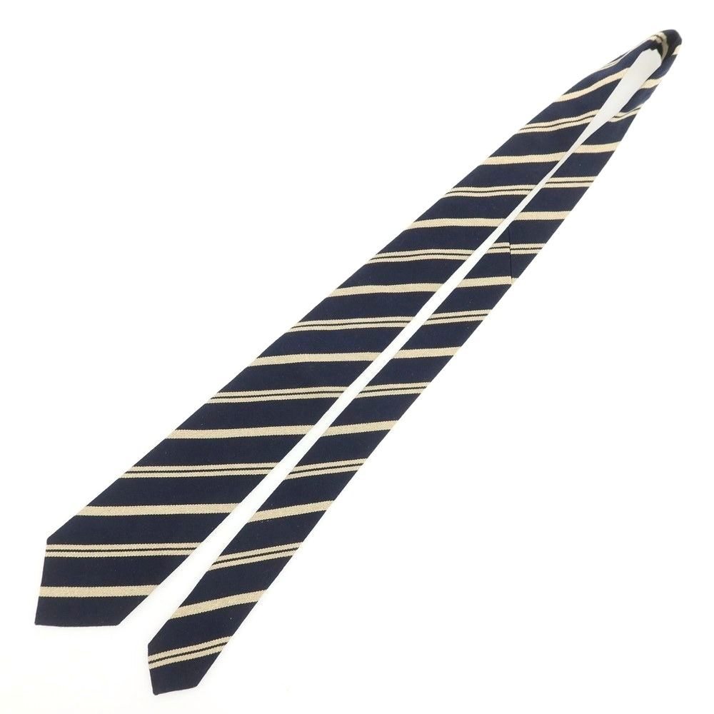 ニッキー nicky シルク ストライプ柄ネクタイ ダークネイビーxベージュ メンズ