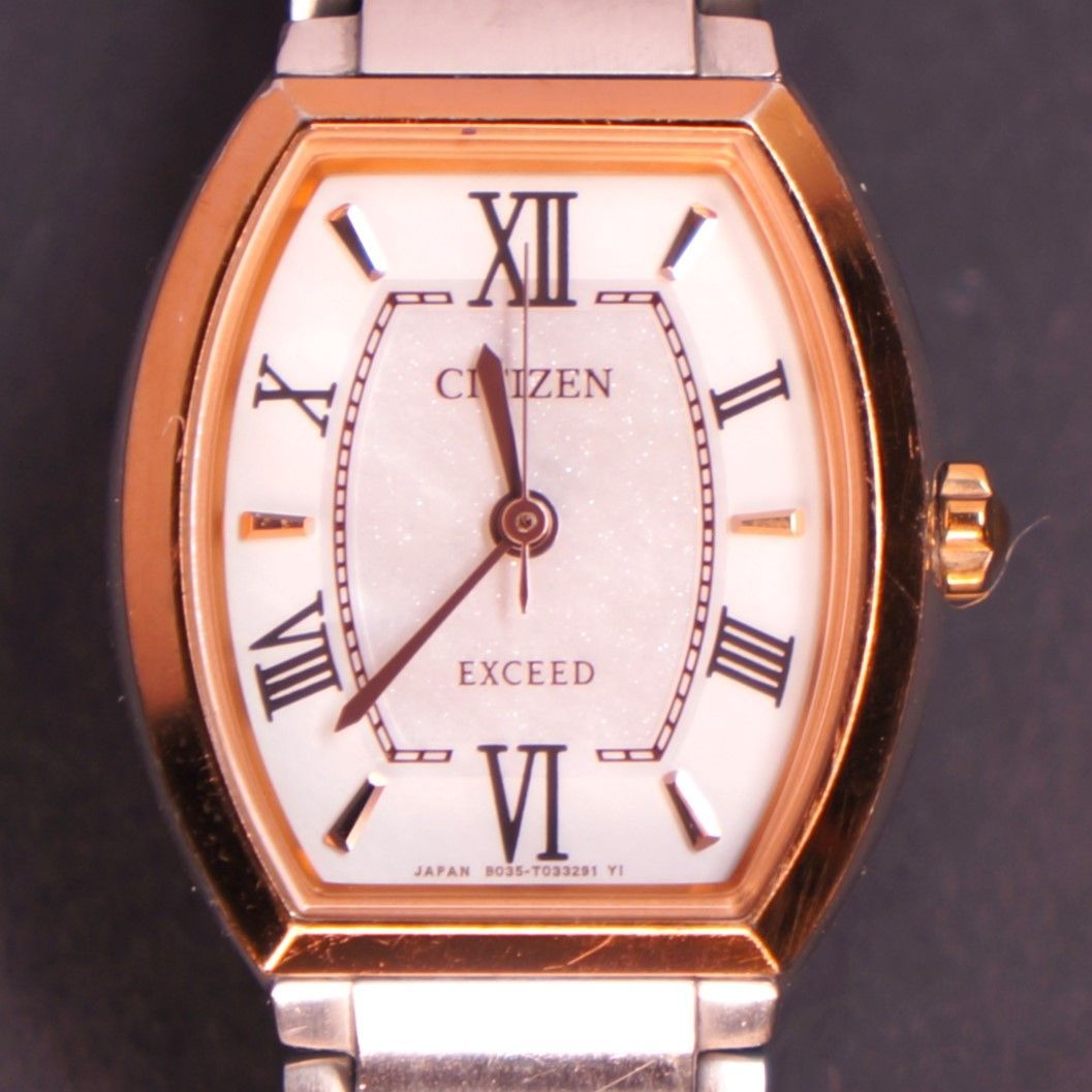 ケース付き】シチズン エクシード エコドライブ シェル文字盤 チタン製
