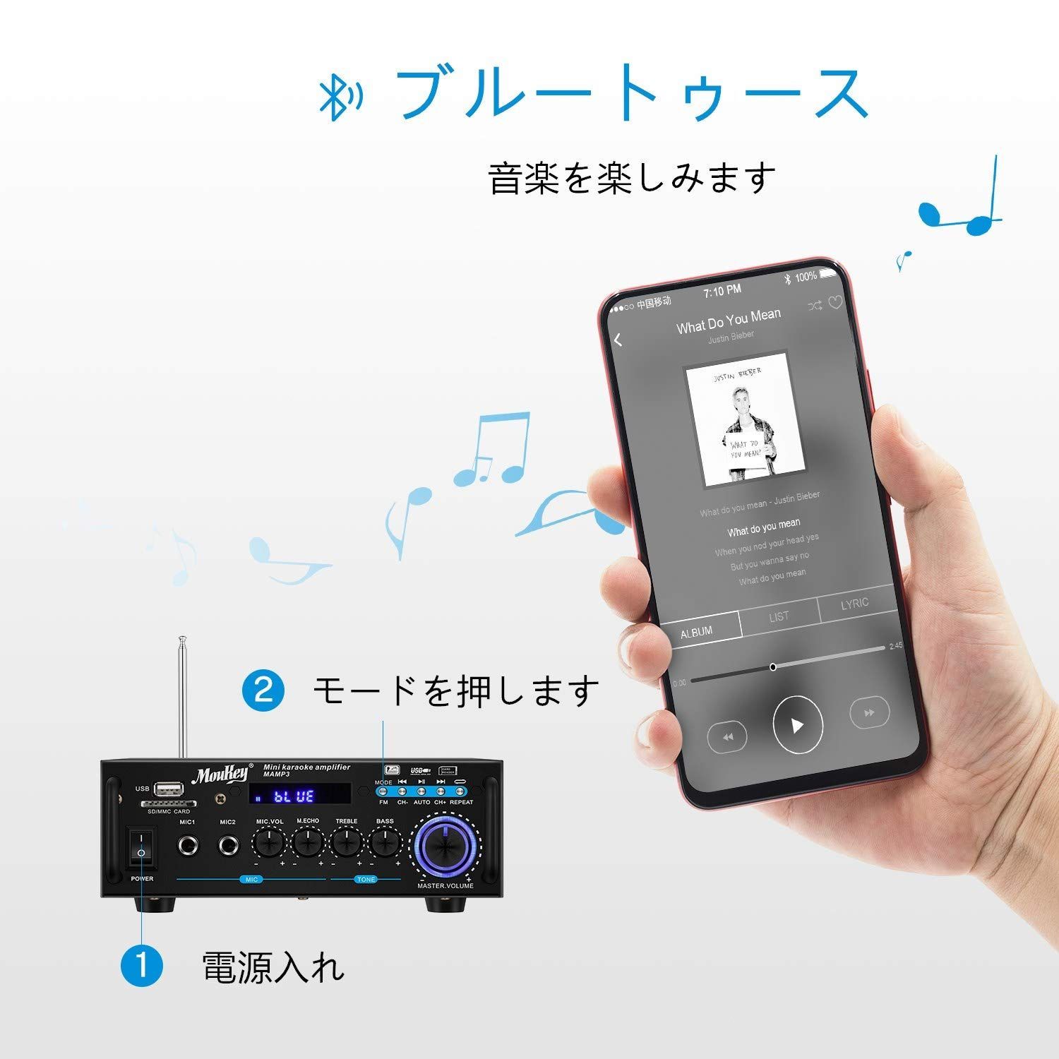 パワーアンプ ステレオアンプ Bluetooth5 - アンプ