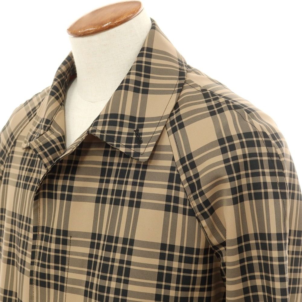 【美品】Palto(パルト)　ベルテッドステンカラーコート　ベージュ 中古】パルト PALTO ポリエステル チェック ベルテッド ステンカラー