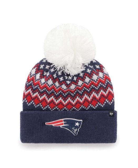 送料無料 47ブランド レディース 帽子 アクセサリー Women s Navy New England Patriots Elsa Cuffed With Pom Knit Hat Navy